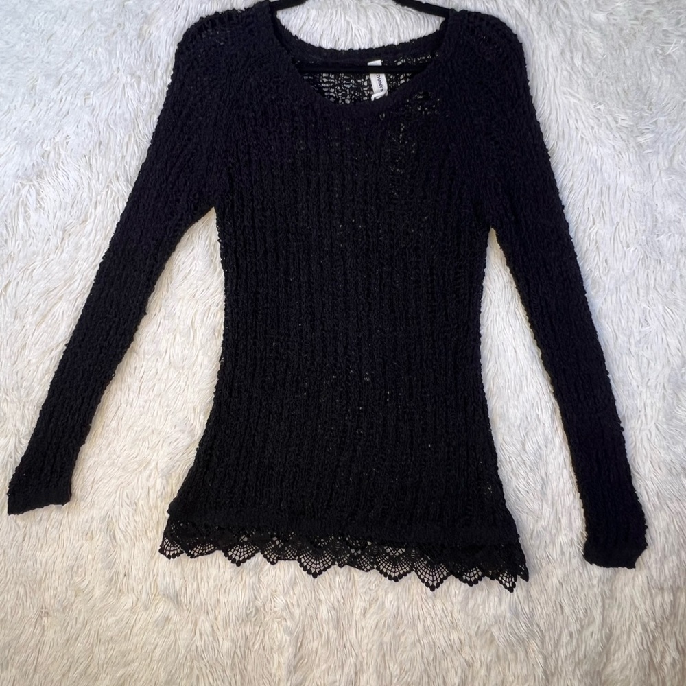 Aeropostale Bethany Mota Knit Black Sweater Cover Up Sz M - Picture 16 of 16